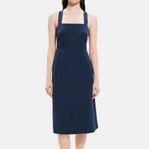 Theory Crossback Dress in Linen-Blend